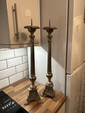 Pair Of Antique Style Large  French Baroque Church Candle Holder Candlesticks By