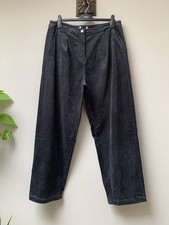 M&S Per Una Barrel Leg Corduroy Trousers Size UK 22 Needle Cord NWOT Grey