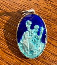 Vintage Enamel St Christopher Pendant – Small Unmarked Travel Collectable Charm