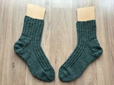 Hand knitted Mans socks 100% PURE Lambs ? WOOL 4ply Tweed UK11-12 EU45-46