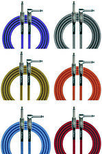 Kirlin Fabric Guitar Lead Straight to Right Angle Plug Choice of Colour 3 metres