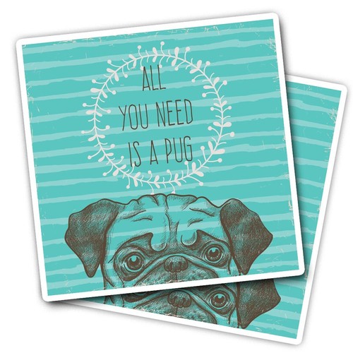 Vinyl stickers cute pug - cute,