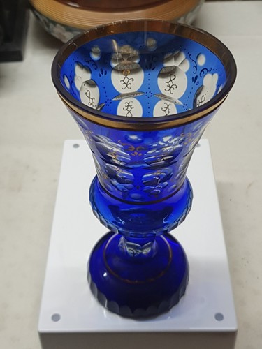 Bohemian cobalt blue cut glass - blue,