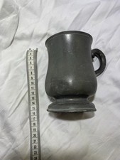 Pewter Tankard, mug very old, well worn finish & colour. Antique, vintage.