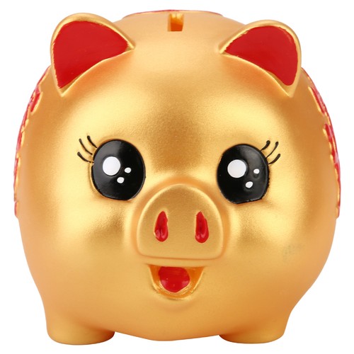 Cartoon golden pig piggy bank - golden,