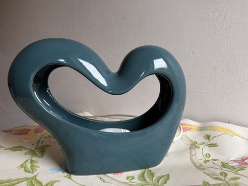 Teal love ceramic heart - love,