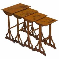 EXTREMELY RARE NEST OF FOUR EMILE GALLE SPECIMEN WOOD TABLES ART NOUVEAU 4
