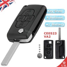For Peugeot 1007 4 Buttons Remote Flip Key Fob Case Without groove blade Repair