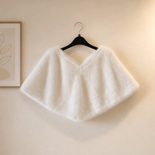 Msh ivory faux fur capelet - ivory,