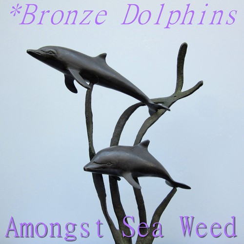 Bronze dolphin pod sculpture - dolphin,