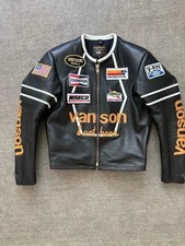 Vintage Vanson Leathers Racing Jacket Men’s Black Leather Biker Patch Jacket