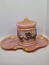 carousel trinket box and trinket tray, handcrafted from epoxy resin pink /gold