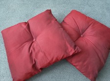 Pair of Red Scarlet Wine Coloured Cushions Taffeta Effect 50 X 50