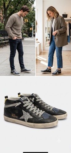 Golden goose star mid black - star,