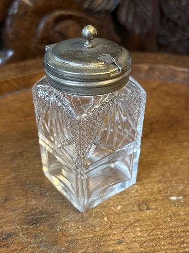 Vintage cut glass mustard - vintage, pot