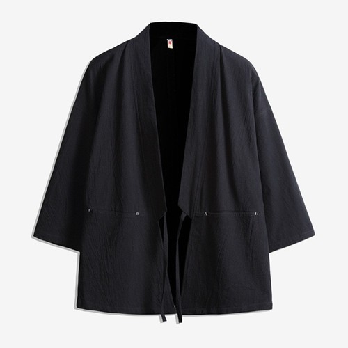 Mens black japanese kimono - black,