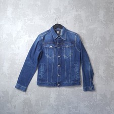 G-Star Raw Denim Jacket Mens Medium Blue  Long Sleeve Collared Snap Front Trucke