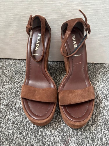 Prada butterfly suede wedges-
