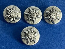 4 BEAUTIFUL BOXED VINTAGE HALLMARKED SILVER EDELWEISS BUTTONS