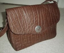 STUNNING VINTAGE 1970's TAN TEXTURED LEATHER SHOULDER BAG/HANDBAG