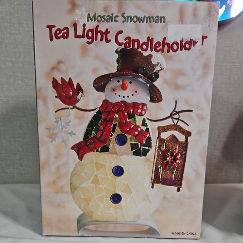 Snowman tealight holder mint - snowman,