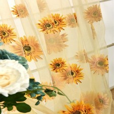 Flower Floral Voile Door Window Curtain Drape Panel Scarf