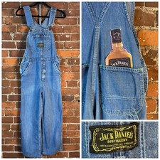 Vintage JACK DANIELS Whiskey Distillery Adult Blue Denim Bib Overalls Workwear