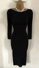 NEW Karen Millen S Size 10 12 RIBBED BODYCON JUMPER DRESS IN BLACK 