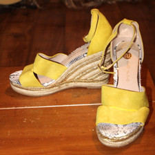 RIVER ISLAND UK 6 EU 39 YELLOW PLATFORM ESPADRILLE SANDALS WEDGE HEELS NEW