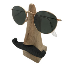 HANDMADE NOSE SHAPE GLASSES HOLDER STAND WOODEN SPECTACLES MOUSTACHE SUNGLASSES