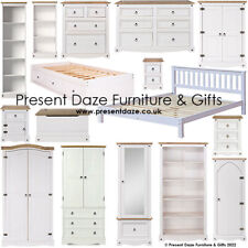 Corona Whitewashed Bedroom Chest Wardrobe Beds Bedside Ottoman Bookcase