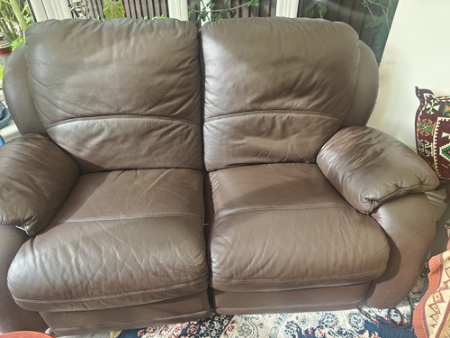 Brown leather seater - leather, 2-seater