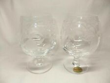 Royal Brierley Brandy Balloon Glasses Pair Cut Crystal Fuchsia Pattern Clear