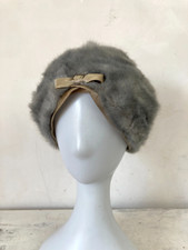 Vintage Turban Hat Grey Faux