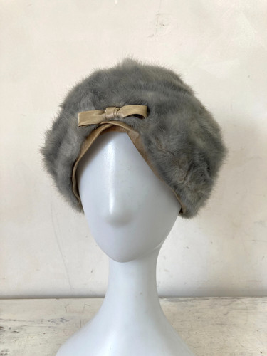 Vintage turban hat grey - grey, faux