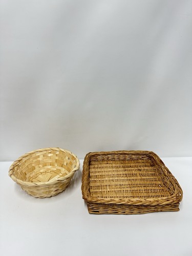 Wicker baskets set - wicker, round