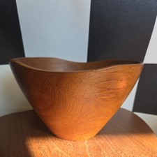 VINTAGE MID CENTURY TEAK WAVE FRUIT SERVING BOWL TEAK 25CM