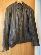 Hugo Boss Brown Leather Jacket Size 48