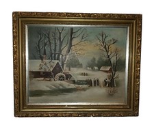 Antique Oil On Board Grist