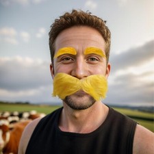 Yellow Mustache and Eyebrows Cosplay Costume Accessories f/ Men Women Xmas Decor