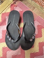 Marks And Spencer Size 5 - 6 Black Wedge Toepost Sandals