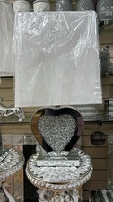 Large Bling Crushed Diamond Table Lamp with White Shade Ceramic Mirrored Base