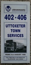 1996 Stevensons Bus Timetable Uttoxeter Town Services 