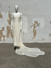 Antique 1920s Lace & Mesh Scalloped Train Bows  Wedding Dress M