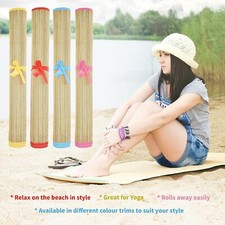 2PCS Straw Beach Mat Roll up Rug Carry Travel Picnic Park Camping BBQ 60x180cm