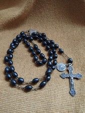 Vintage French Rosary - Lourdes - Ebony