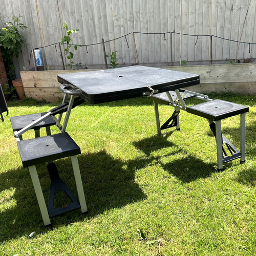 Black folding picnic table - black,