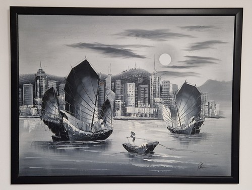 Framed original vintage oil - original,