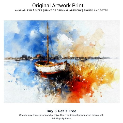 Sailing boat harbour print - sailing,