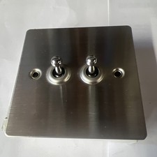 Volex 2 Gang 2 Way Toggle dolly Light switch 10AX stainless steel flat plate